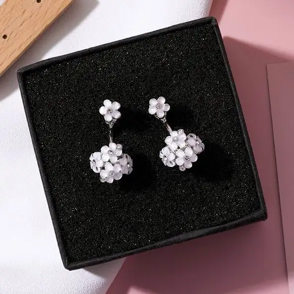 MENGJIQIAO 2018 New Elegant White Acrylic Wreath Circle Dangle Pendientes For Women Fashion Jewelry Flower Ball Oorbellen Gifts