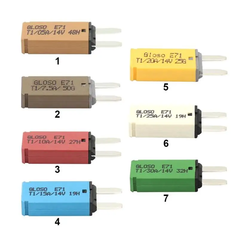 Auto Car Resettable Fuse Circuit Breaker 5A/7.5A/10A/15A/20A/25A/30A 14V DC S/M Size For Auto Car car fuses kit,circuit breaker,resettable fuse