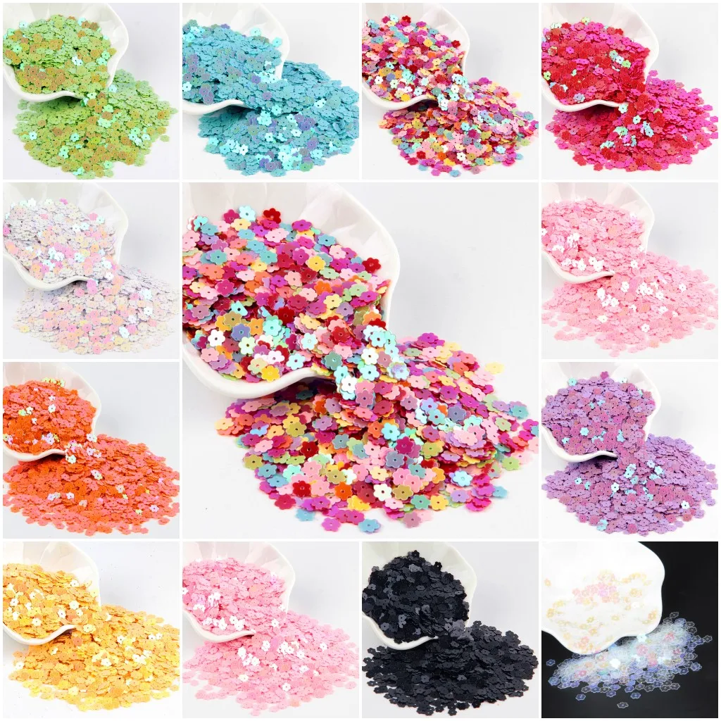 

Paillettes 6mm Plum Flower Sequins Flat PVC Round Loose Sequin Paillette DIY Sewing Wedding Craft Home Women Garment Lantejoulas