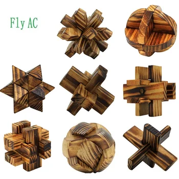 

8 pcs/set 3D handmade vintage Ming Lock Luban lock wooden toys adults puzzle children adult Christmas gift