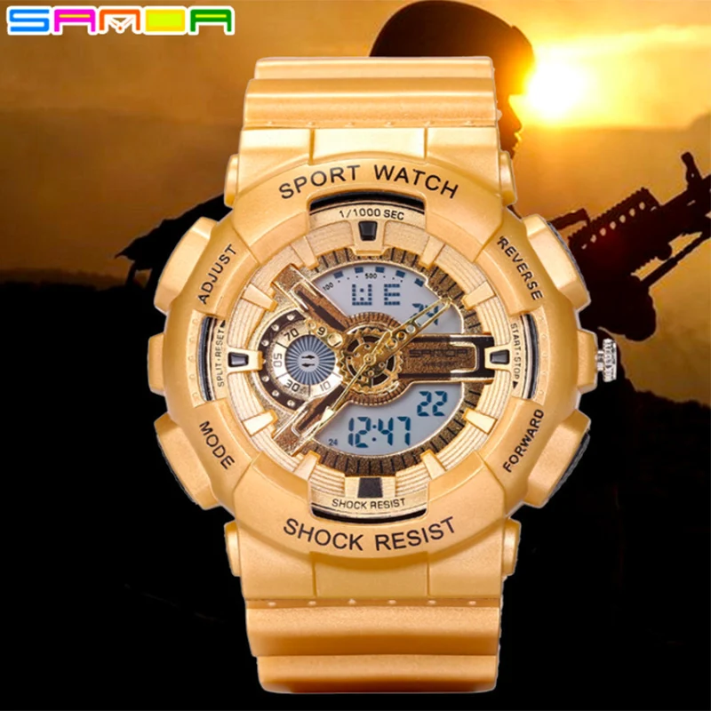 

Top Brand Luxury SANDA for Men Watch Digital-watch G army Military Sport Shock Wrist Watches Mens LED Quartz reloj hombre montre