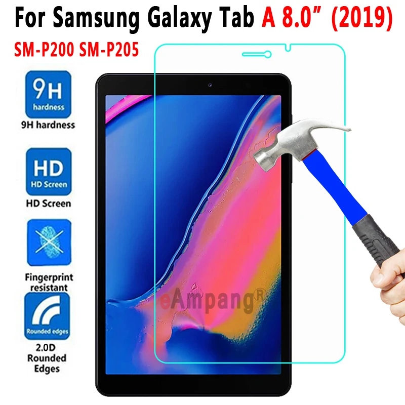 

Screen Protector Tempered Glass for Samsung Galaxy Tab A 8 Plus with S Pen 2019 8.0 SM-P200 SM-P205 P200 P205 Tablet Glass