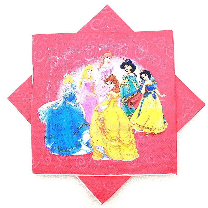 Hot Sales Disney Six Princess Theme Napkins Print Princess Belle Kids
