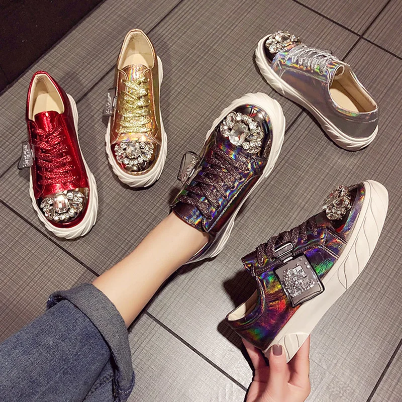 women's sneakers European women's shoes spring new rhinestone shoes women ins tide flat shoes sports shoes MS-106