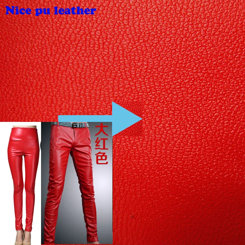 

137*45cm 1pcs Red Faux Leather Fabric,Pu Leather Fabric,Synthetic Artificial Fabric For Diy Sewing Quilting Pants&Dress&Clothes