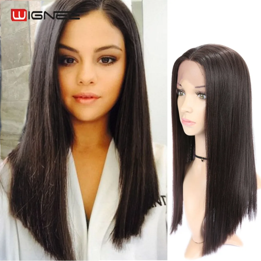 Wignee Lace Front Synthetic Wigs For Women Middle Part Mixed Brown
