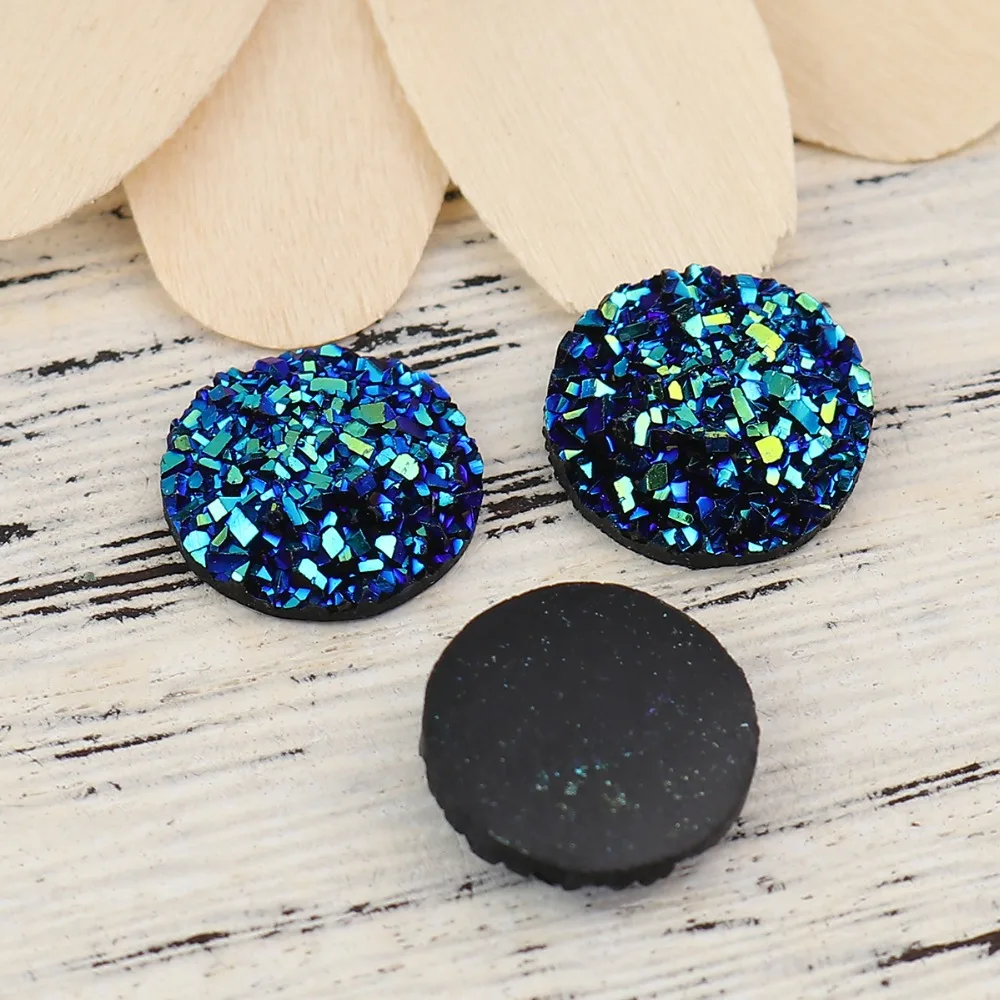 DoreenBeads Смола Druzy/Drusy полукруглые брелки в огранке Кабошон Круглые Розовые золотые Многоцветные DIY фурнитура компоненты 12 мм(4/") Dia., 50 шт