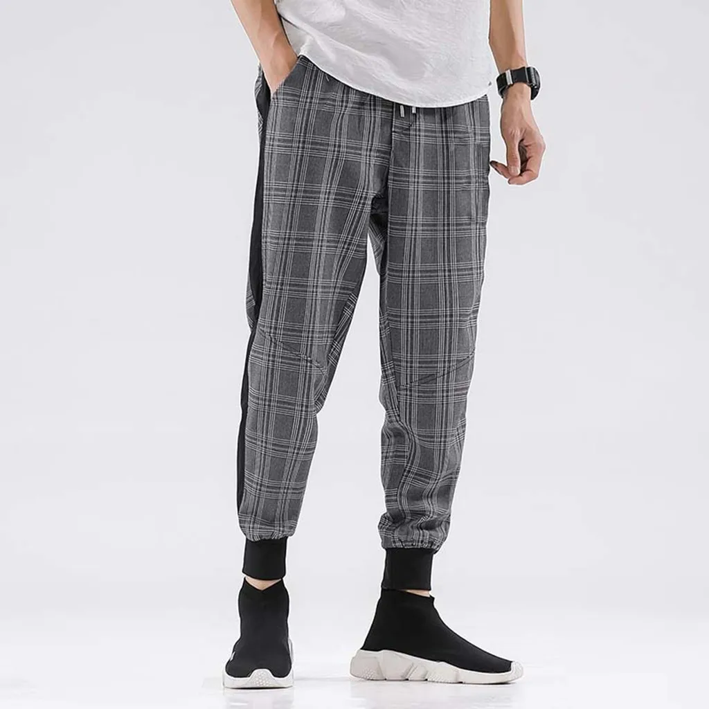

Pants In A Cage Comfortable Men Pants Men's Fashion New Style Leisure Checkered Nine-Minute Trousers Large Size Pant