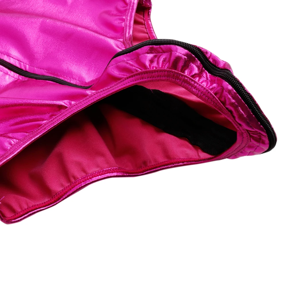 iEFiEL Sexy Womens Wetlook Bodycon Patent Leather Leotard Bodysuit with Zipper Crotch High Cut Dancewear for Nightclub Parties white bodysuit