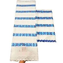 

New Coming African Cotton lace fabric High Quality Bazin lace fabric 5+2 Yards Nigerian lace fabric for dress HA197-1