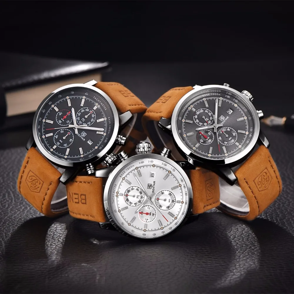 Кварцевые часы Relojes Hombre мужские водонепроницаемые с секундомером спортивные