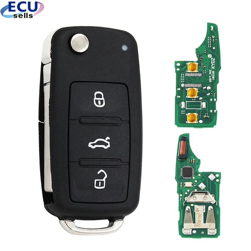 

MQB system Smart Modified Folding remote key 3 button 433MHz ID48 HU66