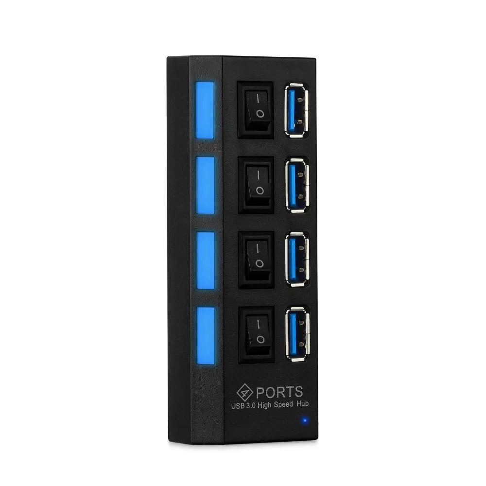 Neoteck USB 3,0 концентратор 4 порта 5 Гбит/с высокоскоростной концентратор usb портативный usb-хаб с переключателем вкл/выкл usb разветвитель Кабель-адаптер для ПК