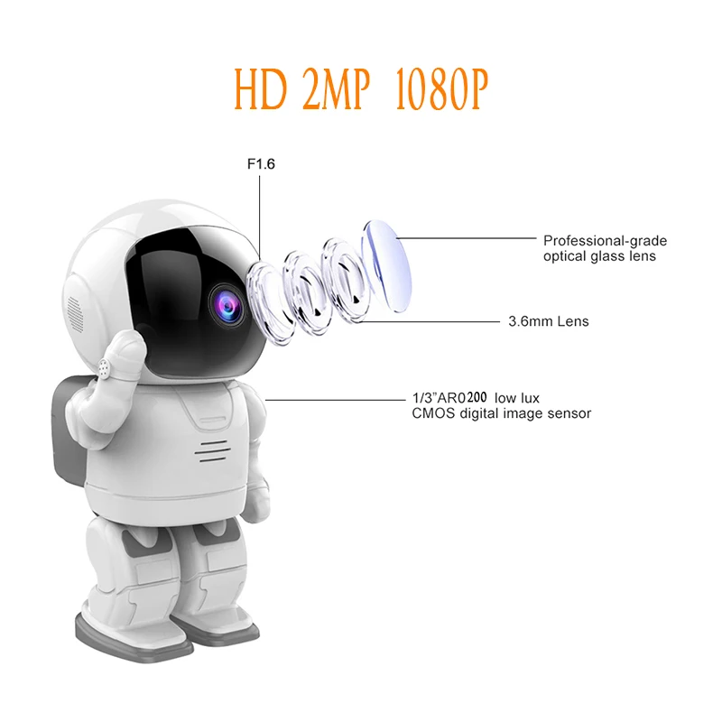 Робот камера Spetu беспроводная IP Wi Fi 2 МП HD 1080P ночного видения сетевая
