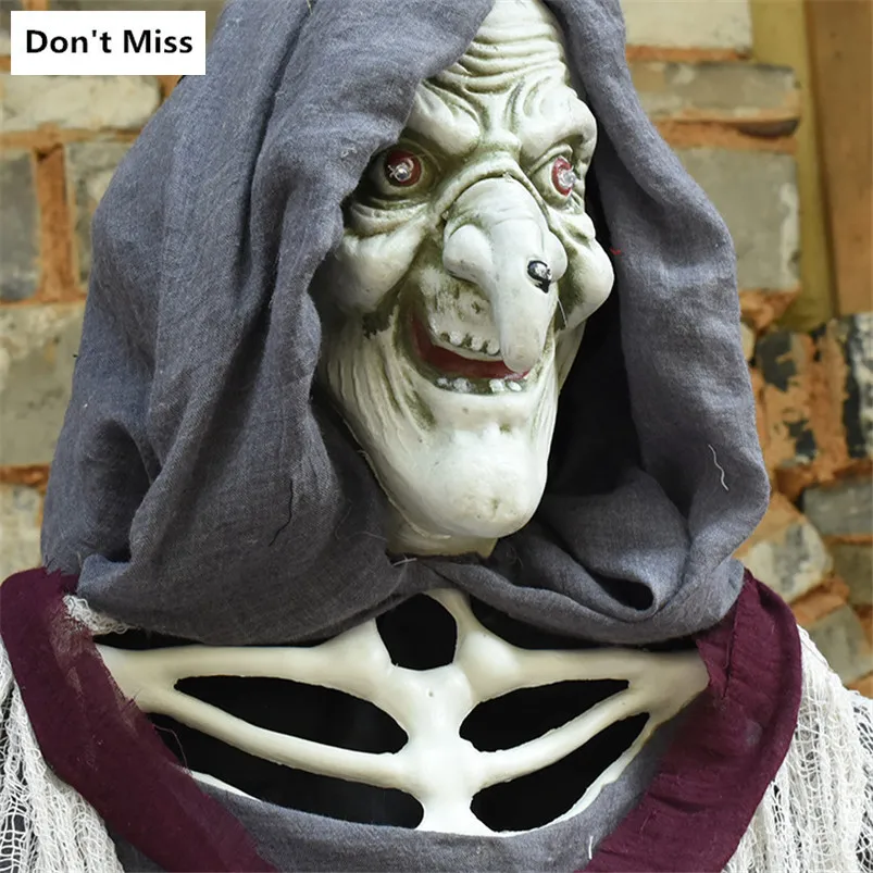 

210cm Large Hanging Witch Haunted House Horror Hanging Glowing Toys Halloween Party Scare Decoration Horrifying Monster Witch