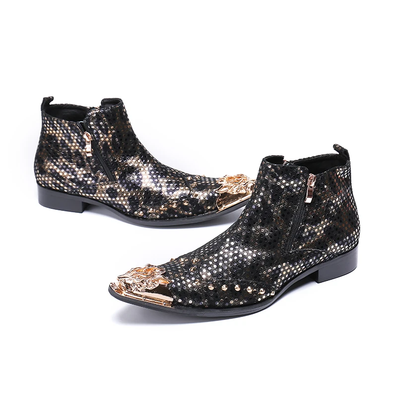 VIVODSICCO модные роскошные Мужские ботинки Ботильоны из натуральной кожи Для мужчин итальянский Обувь в деловом стиле острый носок заклепками
