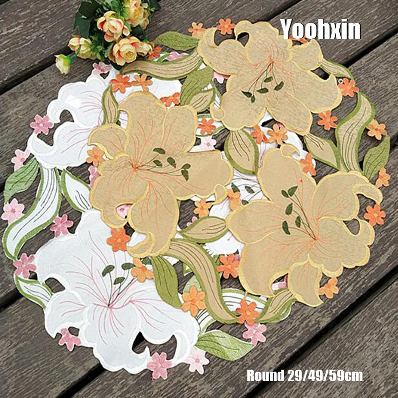 الحديثة الدانتيل جولة التطريز الجدول مكان حصيرة الزفاف سادة القماش عموم تحديد الموقع كأس القدح سماط قاعدة لأكواب الشاي الطعام المفرش المطبخ