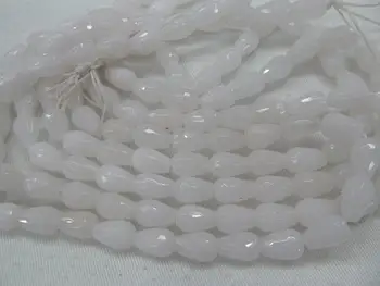 

wholesale 2strands 8-20mm Jade Beads, Natural Stone Beads, Jade jewelry drop teardrop faceted clear white jade necklace