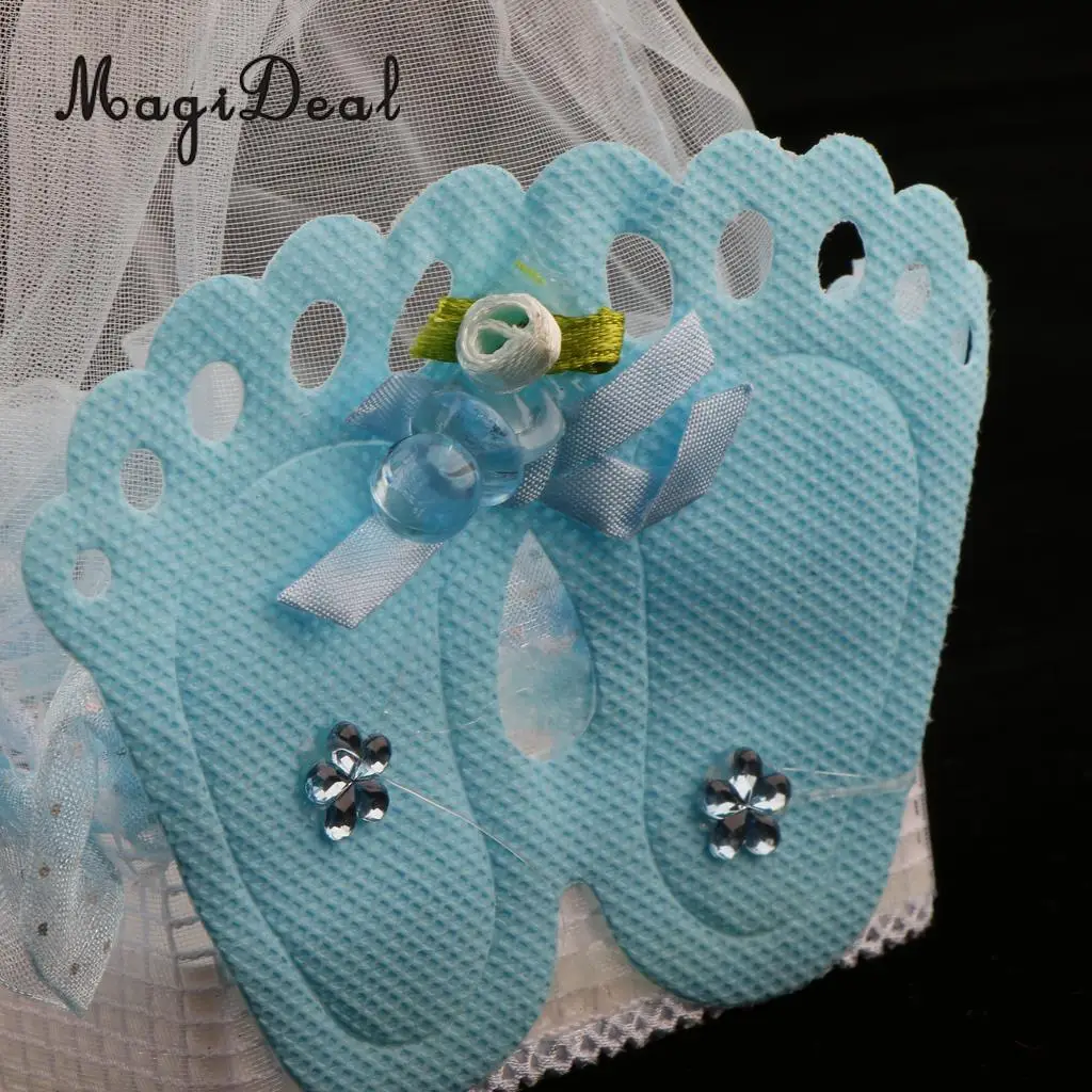 12 Pieces Baby Footprint Gift Treats Box Bags Girl Boy Baby Shower Kids Birthday Party Organza Candy Bags Favors