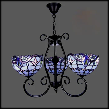 

tiffany blue color glass Pendant Light Bedroom Living Room Lights Antique Brass