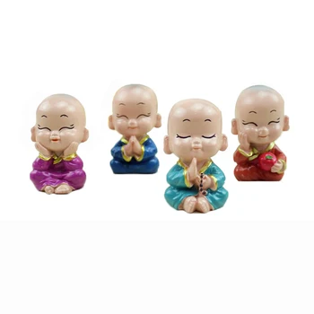 

4 Pcs Cute Small Buddha Statue Monk Figurine TathagataIndia Yoga Mandala Tea Pet Resin Crafts Decorative Resin Ornaments Grafts