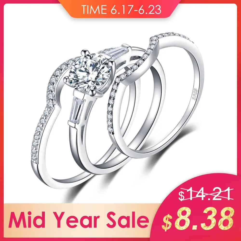 Jewelrypalace 1 5ct 3 Stones 3 Pcs Anniversary Wedding Band