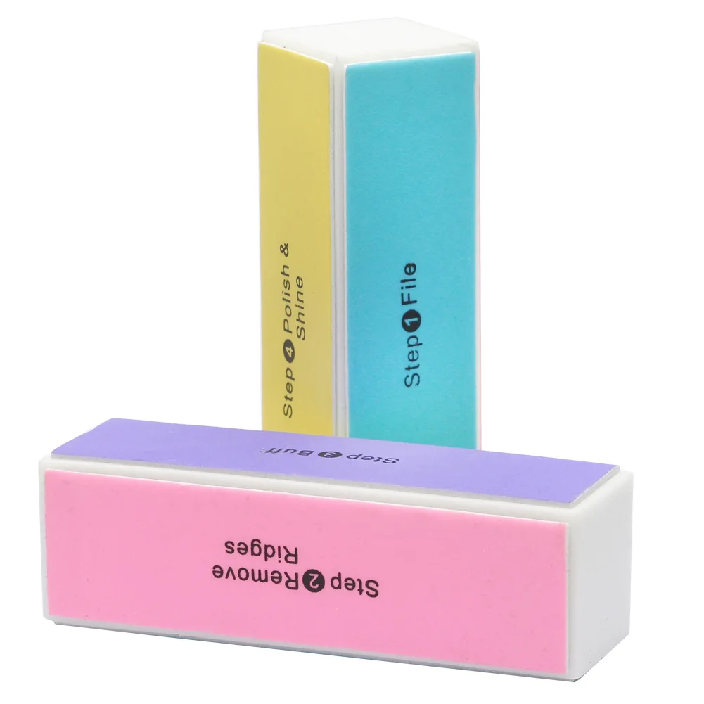 

Professional Colorful 4 Way Nail File Buffer Polishing Block Sanding Nail Art Manicure Sponge Setback Nail Art Tools 2017