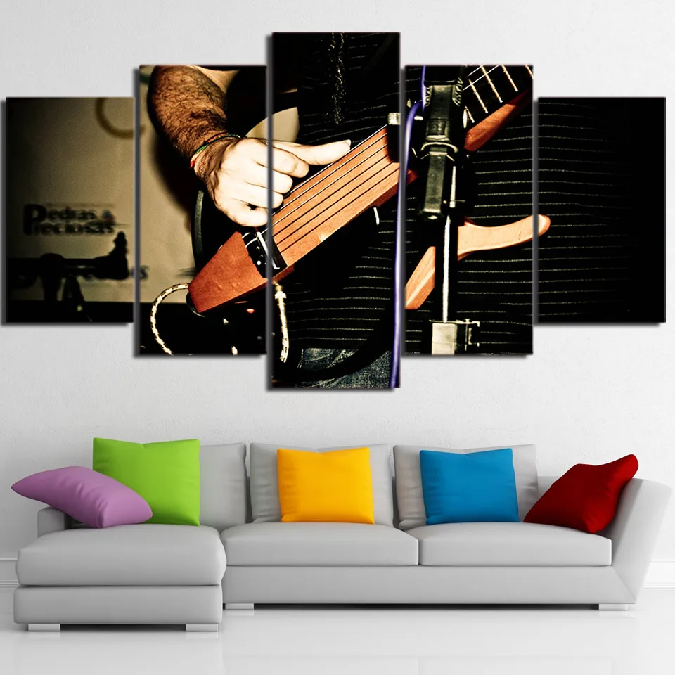 HD Printed 5 Piece Canvas Art Guitar Player music Paintings Wall Pictures Modular Music Poster Home Decor Free Shipping NY-7181B