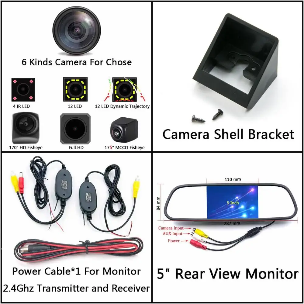 175 градусов 1080P рыбий глаз задний вид автомобиля камера для Ssangyong SsangYong Ssang Yong Actyon Korando автомобильный монитор - Название цвета: Cam Wirelss 5 Mirror