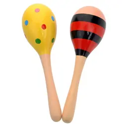 2 шт. 20 см детские деревянные маракасы Погремушки шейкеры музыкальное образование игрушки (случайный цвет)