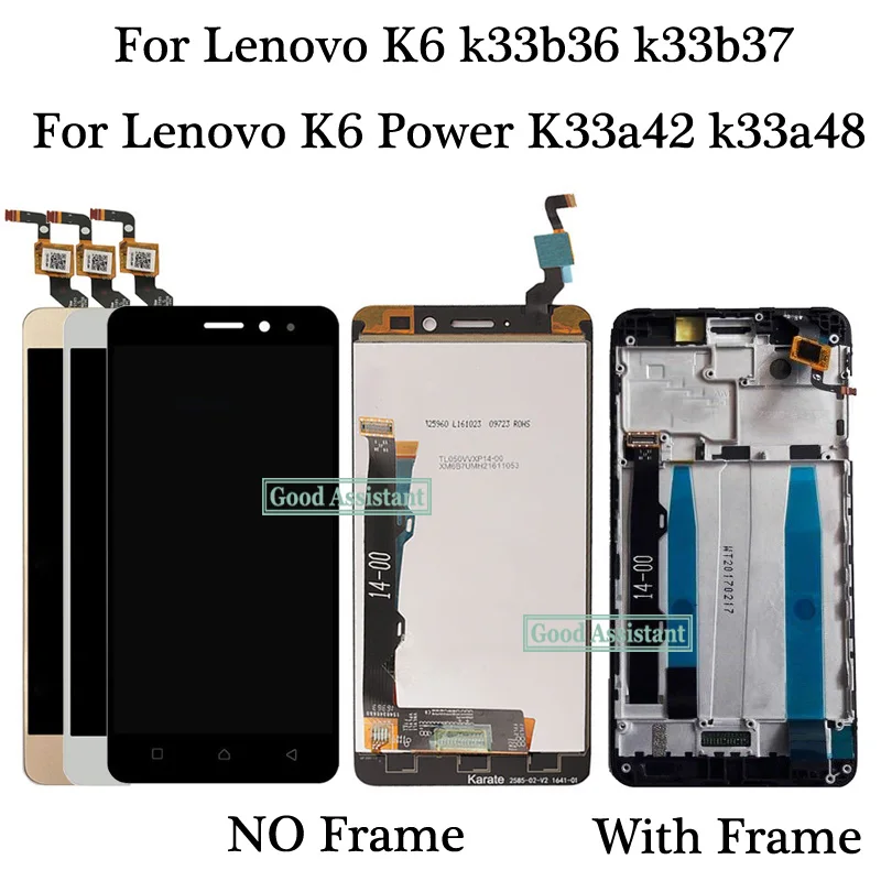 

5.0 inch For Lenovo K6 k33b36 k33b37 / K6 Power K33a42 k33a48 Touch Screen Digitizer Glass + LCD Display Assembly With Frame