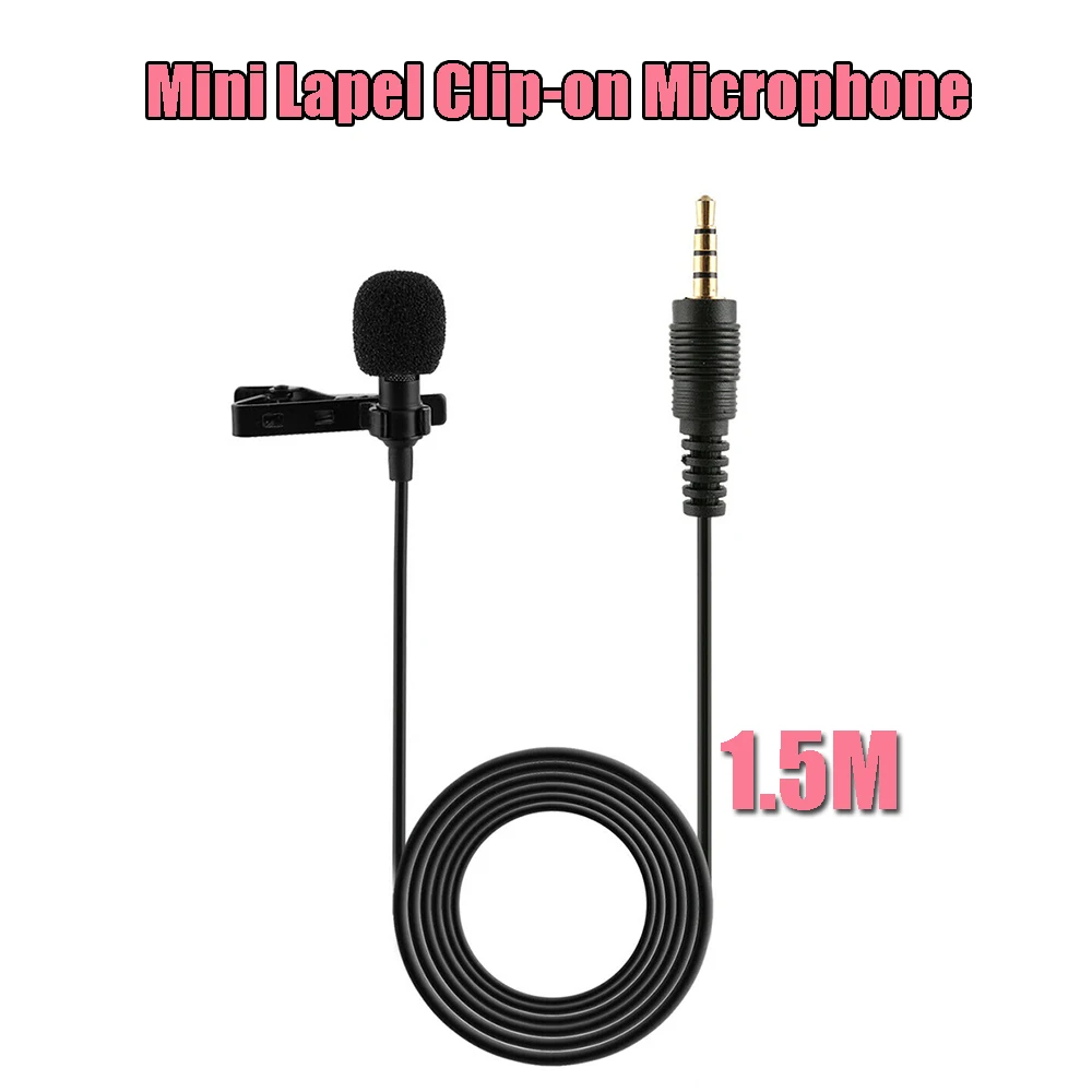

Microphone Detachable Clip Lapel Mic For Iphone Samsung Huawei P30 pro 1.5M Portable Mini Stereo HiFi Sound Quality Condenser