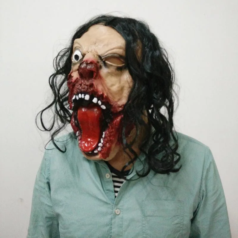 

Halloween Scary Mask Horror Skull Realistic Latex Masks Silicone Black Party Bar Masquerade Funny Full Face Decorating Props