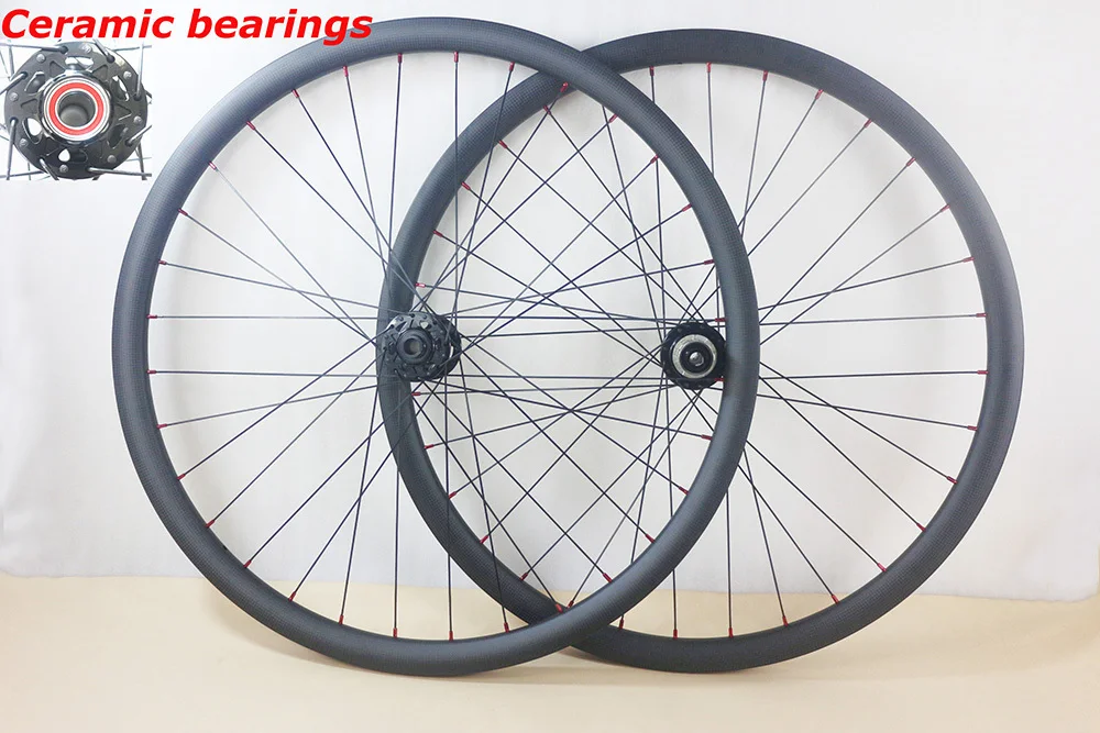 Ceramic Bearings endurable 29er MTB XC race hookless mountain bike carbon wheels 30mm Tubeless