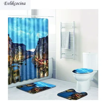

Free Shipping Quiet Peaceful City Casa De Banho Banyo Bathroom Carpet Bath Mat Set Non Slip Tapis Salle De Bain Alfombra Bano