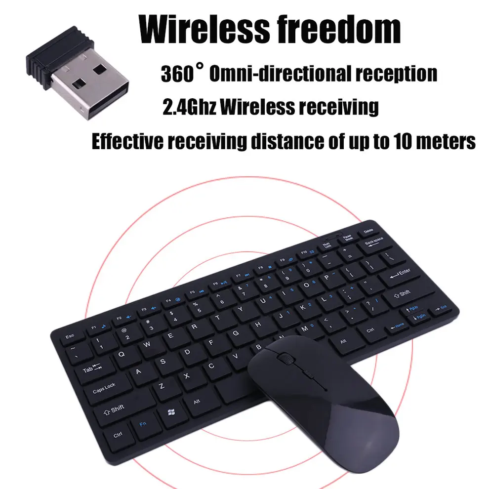 

2pcs 901A Automatic Pairing USB Wireless 2.4GHZ Keyboard Mouse Set Adjustable DPI