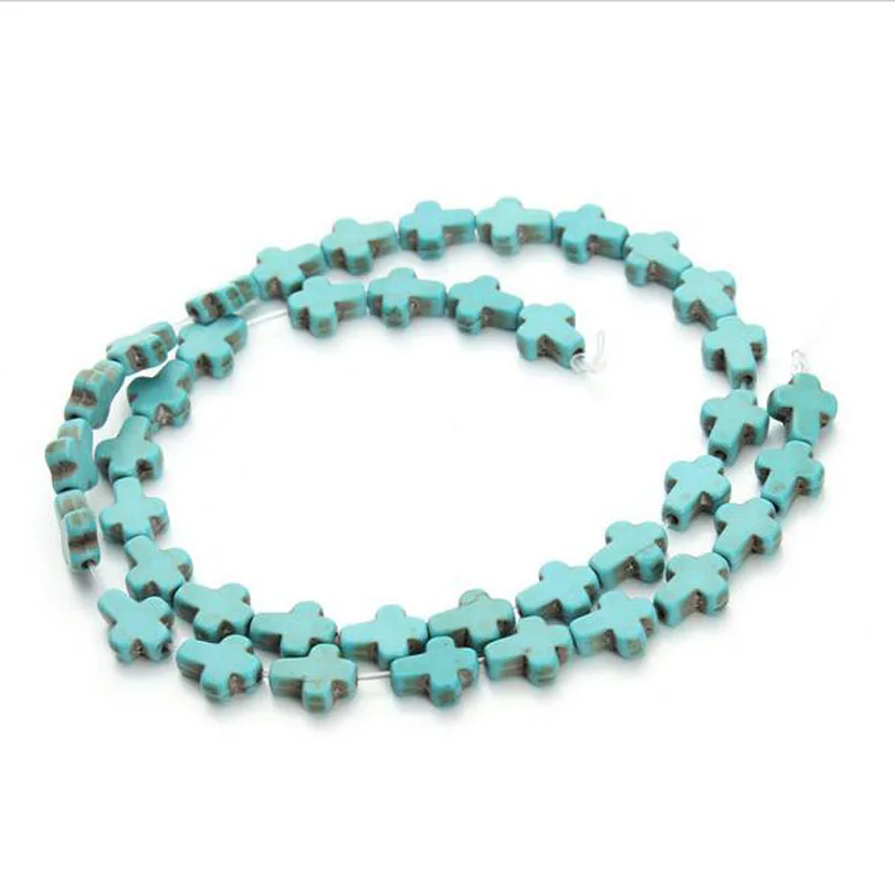8x10 мм маленький голубой бирюзовый Белый Howlite камень крест бисер Свободные