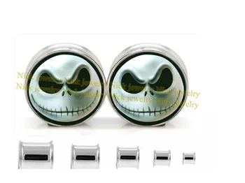 

Brand new mix 10 sizes stainless steel no screw devil mask image ear plug ear expander body jewelry 6-25mm NJSD-019