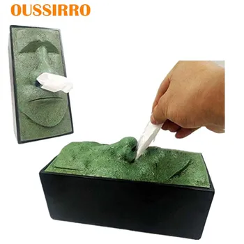 

1 Pc Easter Island Head Sir Tissue Box Easter Island Stone Statue Knight Head Tiki cover Creative Home Office Tissue Holder