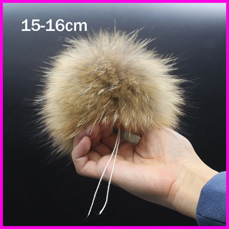 Raccoon 15cm fur balls children accessories hot raccoon fur pompom key chain fur hat cap scarves