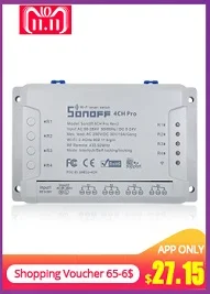 ITEAD SONOFF 4CH Pro R2 4 х канальный Din рейка крепление на включение/выключение Беспроводной автоматизации переключатель дистанционного Управление для умного дома 433 МГц