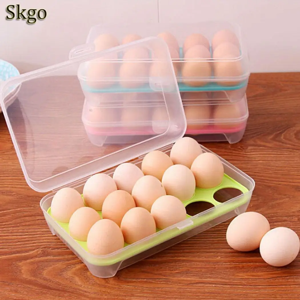 15 Eggs Organizer Container Storage Kitchen Egg Storage Box Organizer