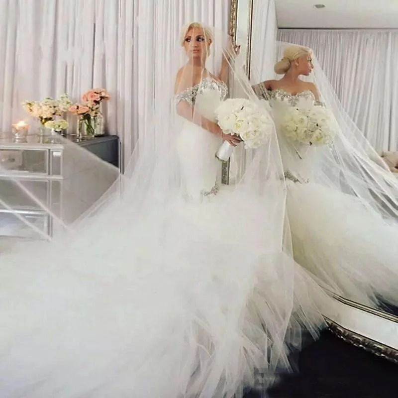 Garden 2019 Off Shoulder Mermaid Wedding Dresses Bling Bling