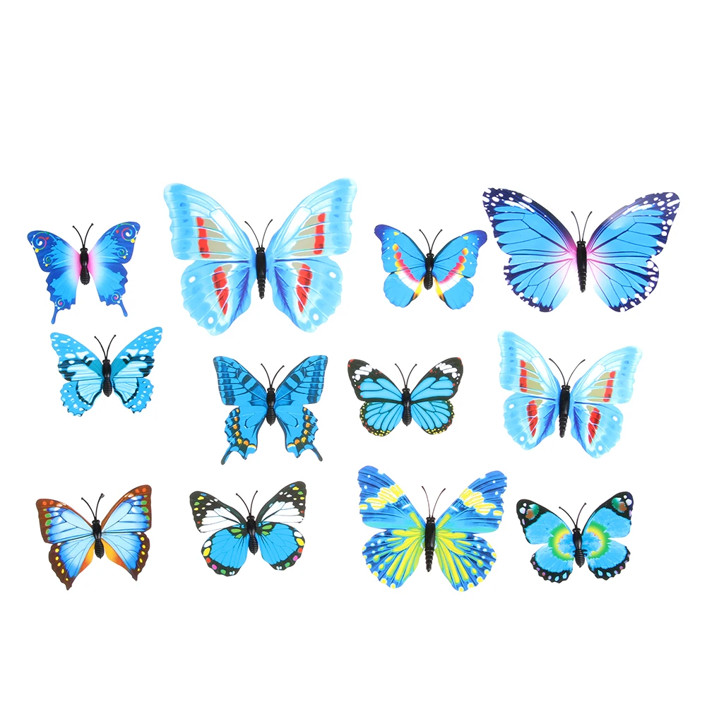 12pcs wall sticker Fashion 3D Double Wings Butterfly Stickers Decor