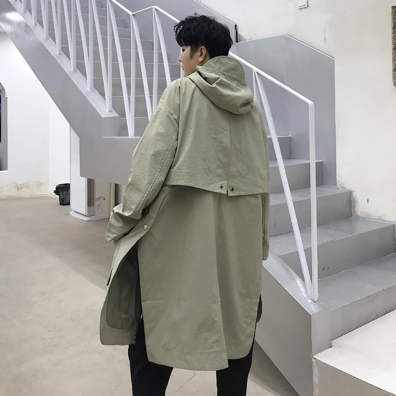 

YASUGUOJI New 2019 Casual Men's Victorian Coat Vintage Cargo Mens Trench Coat Jacket Fashion Single Breasted Long Coat Men