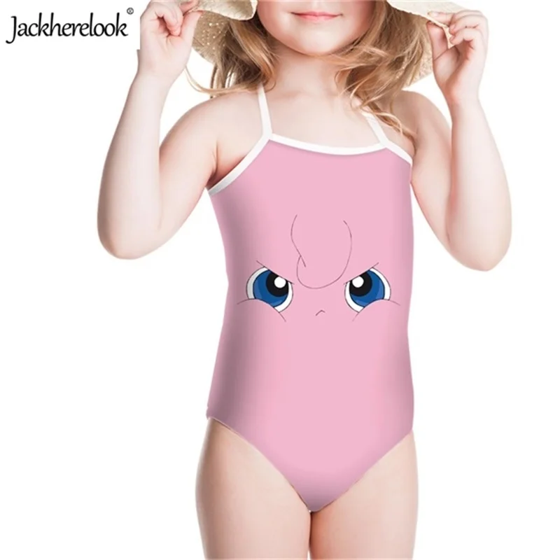 

Jackherelook Children Bandage Summer Beachwear Funny Face Pattern Baby Girls Comfortable Bodysuit Kids Outdoor Bathing Suit Pink