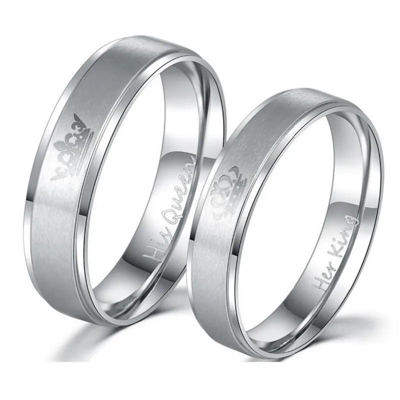 2018 Her King His Queen Crown Wedding Titanium Ring For Women Silver Black Rings For Men Engagement Ring Lover Couples Jewelry