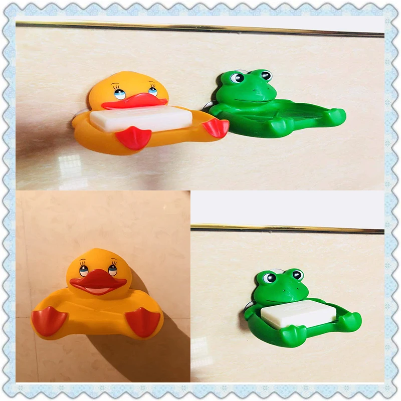 

New Lovely Cartoon Frog Shape Wheat Straw Material Soap Box With Cover Draining Soap Dish For Bathroom Accessories