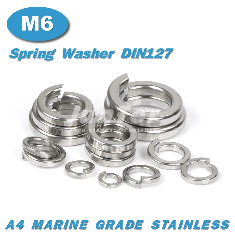 1000pcs/lot DIN127 M6 Spring Washer A4 Marine Grade Stainlessin Washers from Home Improvement