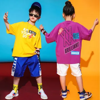 

Kids Loose T Shirt Top Sport wear short Pants Hip Hop Clothing Outfits Girls Dance Stage Costume Ballroom Dancing Clothes